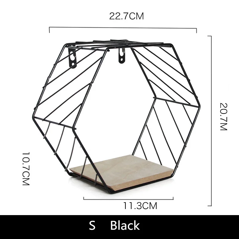 Настенная декоративная полка для хранения, современный металлический железный стеллаж для хранения мелочей, декоративные настенные полки, органайзер, держатель для цветов - Цвет: S