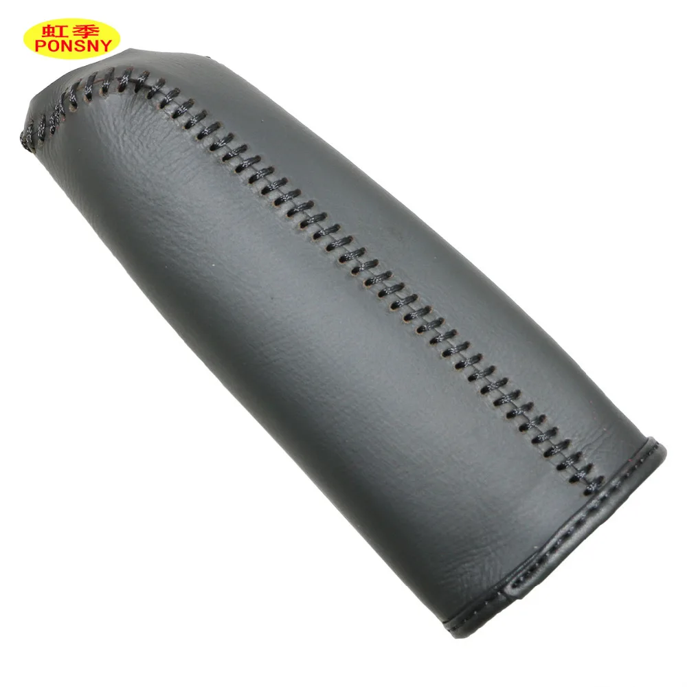 Car Handbrake Covers Case for KIA K3 Carens Genuine Leather Handbrake Grips Cover Black/Red lines