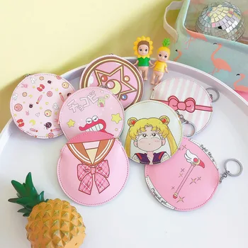 

10pcs/lot Japan Cartoon Sailor Color Printed PU Purse Coins Card Key Chain Birthday Party Favor Take-home Zipper Bag Storage