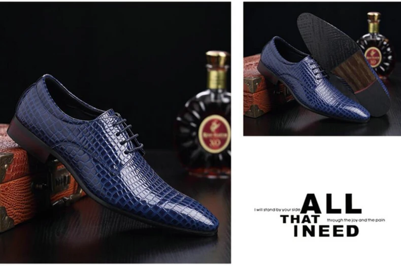 Mens Casual Shoe Formal Oxfords Mens Shoes Casual Mens Dress Shoes' Lace-up Crocodile Leather Oxford Shoes For Men Big Size 46 (12)