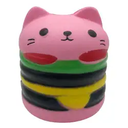 Эластичный Cat гамбургер Еда красочные снятие стресса игрушка замедлить рост Squeeze снятие стресса замедлить рост ручная кукла