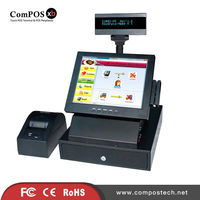 Самый полный супермаркет pos система касания POS все в одном кассовый аппарат со