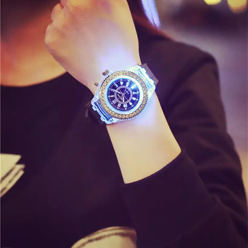 Высокое качество, женские часы, Женева, светодиодный, с подсветкой, спортивные, водонепроницаемые, кварцевые наручные часы, relogio masculino, часы, Прямая поставка# YY