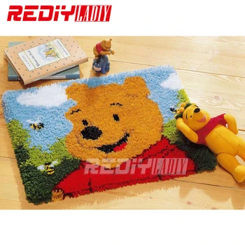 

REDIY Latch Hook Rug Crocheting Wall Tapestry Sofa Cushion Cartoon Set for Embroidery Yarn Carpet Rug Bear Home Decor Floor Mat