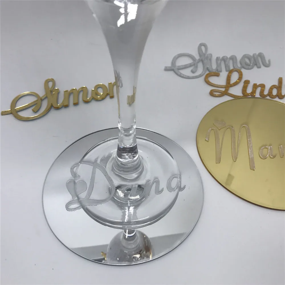 

Personalised Wreath Mirror Coaster,Personalized With Monogram,Custom Bride And Groom Name/Date Drinks Coasters Table Cup Mat