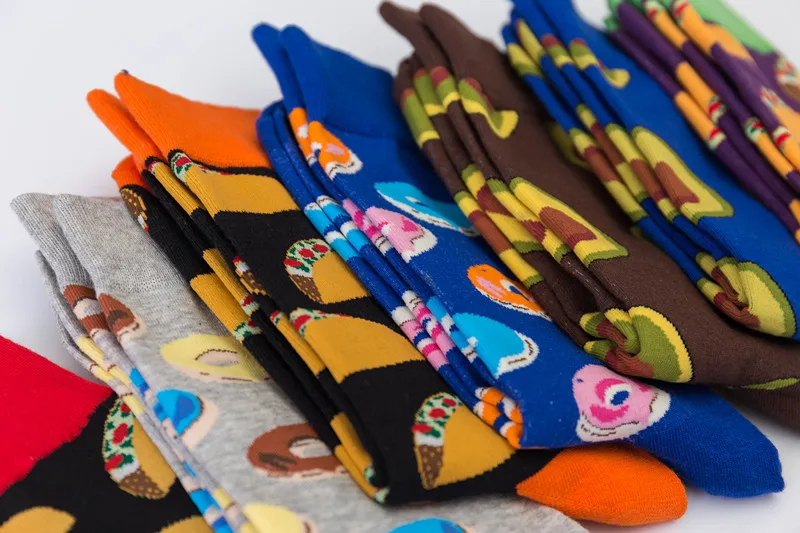 Jhouson/1 пара, горячая распродажа, мужские цветные носки из чесаного хлопка, Повседневные Носки с рисунком пончика, свадебные носки, модные носки для скейтборда
