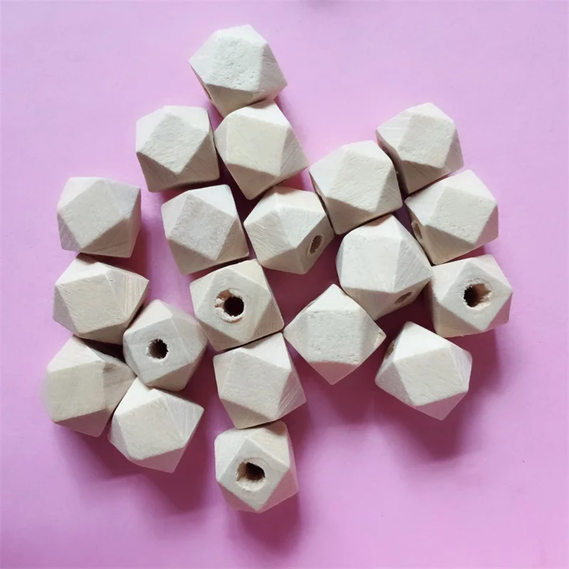 

20PCS Baby Teething Accessorie Wooden Hexagon 16MM Beads For Jewelry Making Nursing Training Toys Natural Color Beads 10/12/14mm