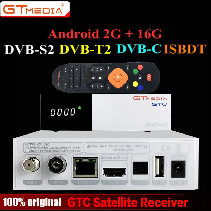 

GT Media GTC Satellite Receiver DVB-S2 DVB-C DVB-T2 ISDB-T 2GB RAM 16GB ROM BT4.0 Amlogic S905D Top set box android 6.0 TV Box