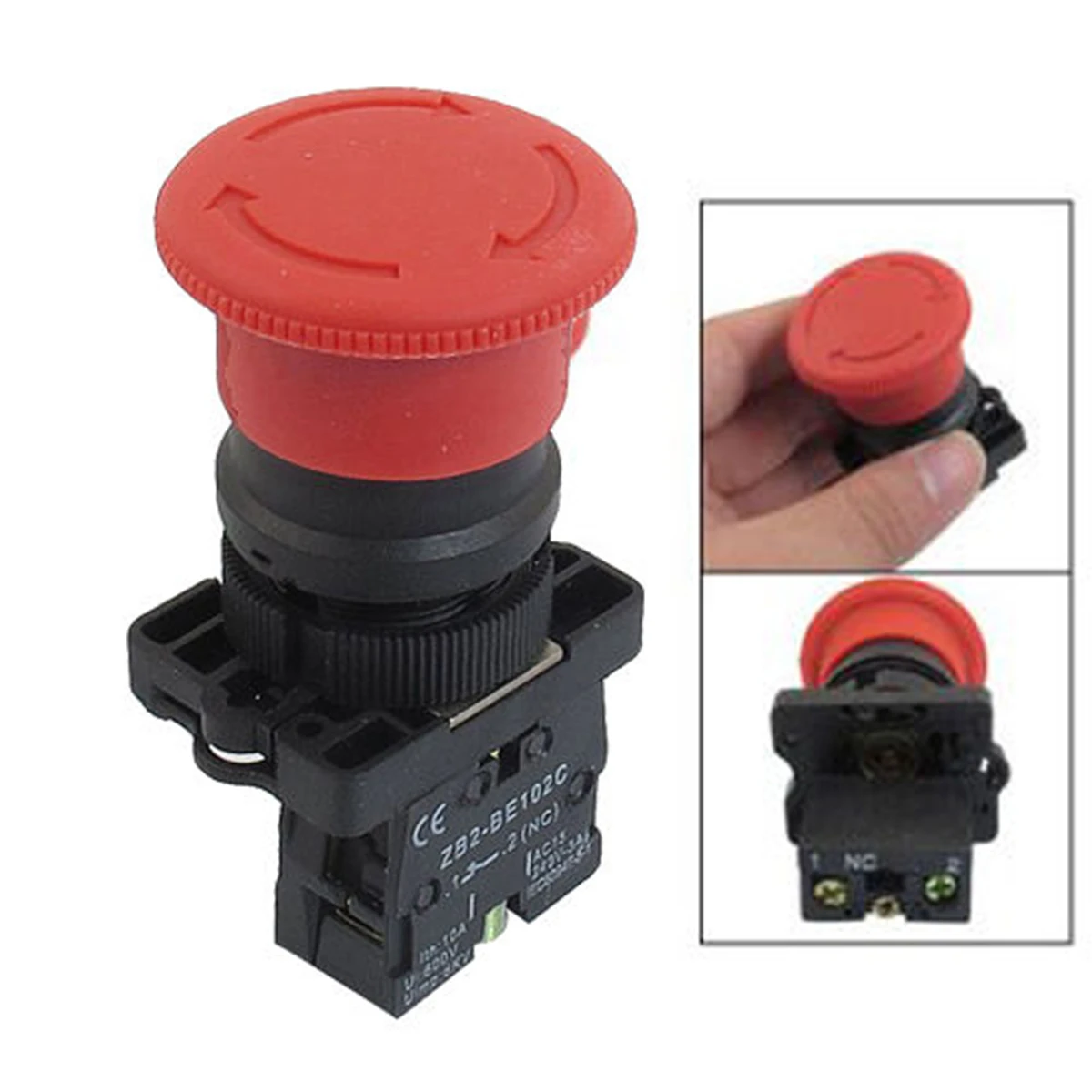 1Pcs ZB2-ES542 22mm NC Red Mushroom Emergency Stop Push Button Switch 415V 10A 1Pcs ZB2-ES542 22mm NC Red Mushroom Emergency Stop Push Button Switch 415V 10A