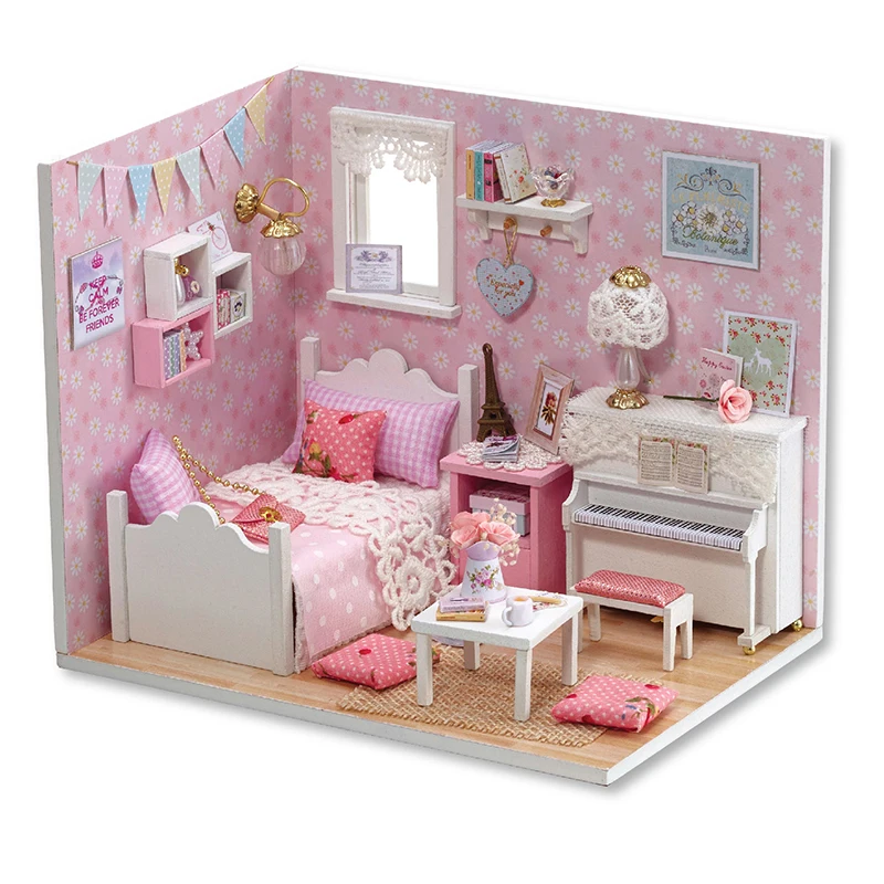 CUTE ROOM 3D Model Miniature Doll House DIY Wooden font b Toys b font Handmade Doll
