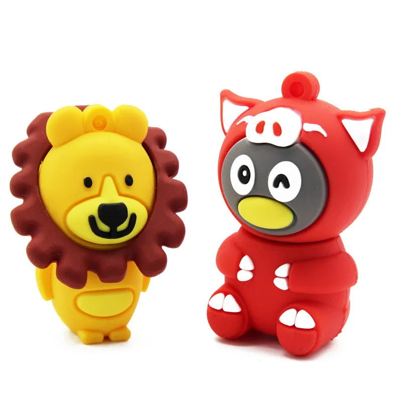 Animal pig lion pendrive 8 ГБ 16 32 usb флеш накопитель милый U disk|USB флэш-накопители| |