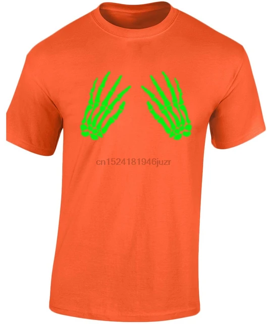 skeleton hands front halloween glow in the dark mens t shirt 10 colours s