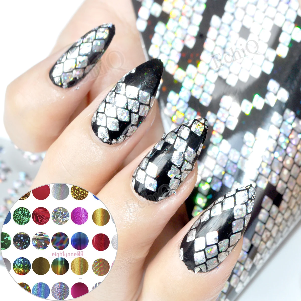 

Galaxy series Nail Foil Sparkle Cat Eye Dust Pattern Blue Silver Snake Nail Glue Transfer Foil Sticker DIY Nail Decoration