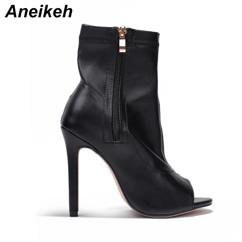 Aneikeh/ г.; летние туфли; женские сапоги на высоком каблуке-шпильке; демисезонные туфли-лодочки из искусственной кожи с открытым носком на очень высоком каблуке; Botas mujer