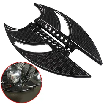 

Motorcycle Black Footrests Foot Pegs Front Billet Foot Board & Driver Floorboards For Harley Touring Softail FLT FLHT