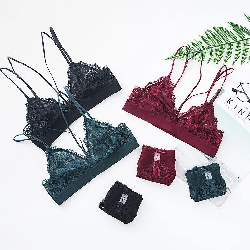 CINOON French lace full perspective sexy triangle cup bra