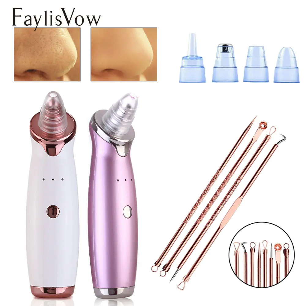 

Blackhead Vacuum Extractor de cravo USB Black Spots Dots Points Acne Remover Needles 4pcs/set Face Pore Cleaner Suction Machine
