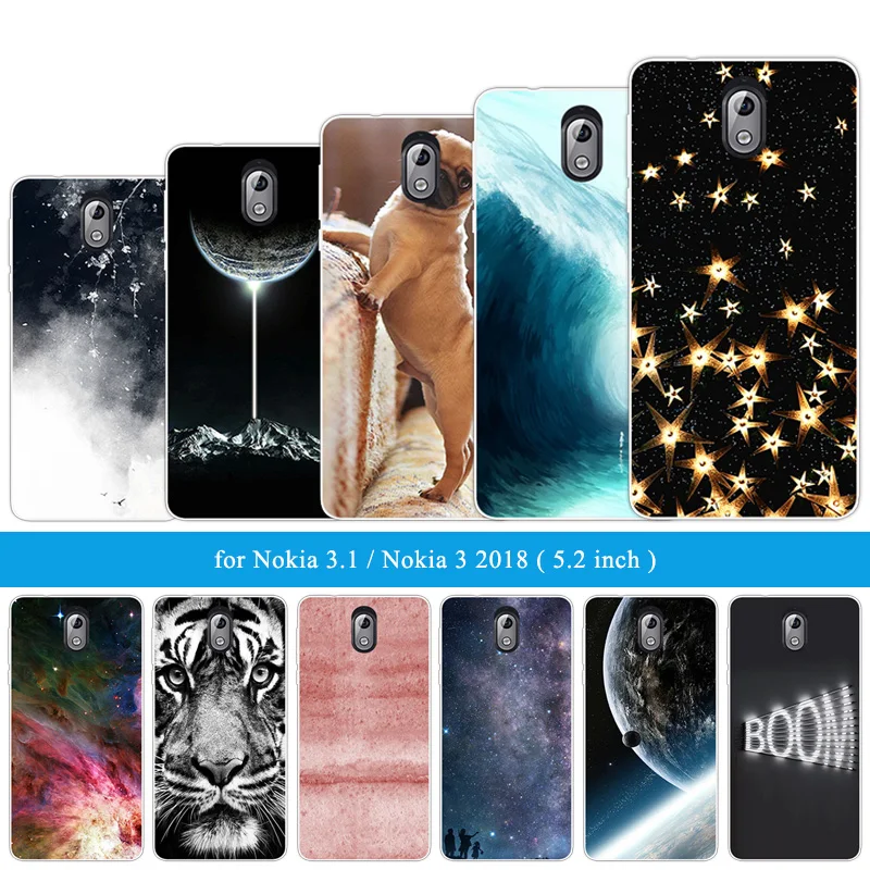 ТПУ чехол для Coque Nokia 3 1 2018 чехлы силиконовый лев тигр задняя крышка Funda TA-1063 TA-1057