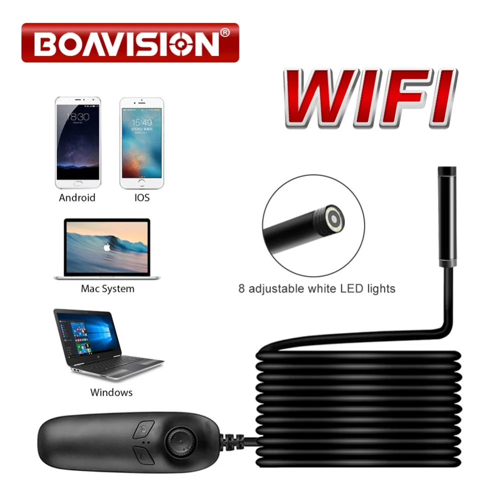Камера Эндоскоп HD 1200P 3 5 м 10 Wi Fi 8 светодиодов IP68 Водонепроницаемая беспроводная