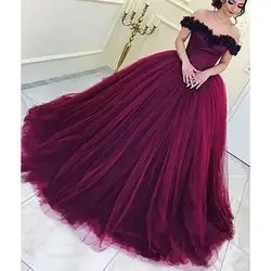 Модные элегантные с открытыми плечами с аппликацией без рукавов для матери невесты Платья цвет красного вина бальное платье с цветами топ