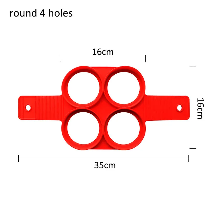 4 отверстия/7 отверстий антипригарная блинная машина Пищевая силиконовая форма для выпечки Аксессуары для выпечки формы для торта инструменты для приготовления яиц - Цвет: round 4 holes