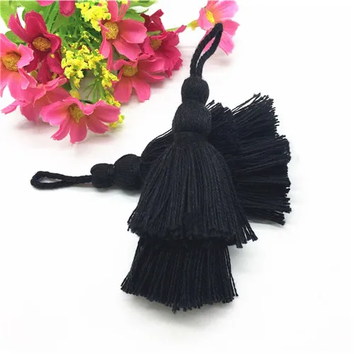 Black 2 шт. мини двухслойная башня кисточкой DIY Ювелирные изделия занавес одежды декоративные аксессуары брелок Подвеска-сумка для телефона ремесло кисточки - Цвет: Black