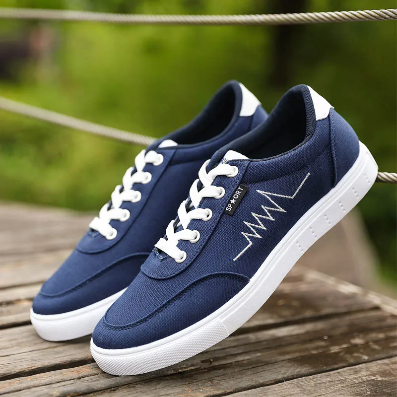 Breathable New 2016 Spring and Summer Canvas Lace Up Shoes Men Flat Shoes Men Casual Shoes Black White