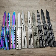 Дропшиппинг тренировочный нож из нержавеющей стали складной титановый нож бабочка косплей нож без края тупой инструмент черный камуфляж цвет