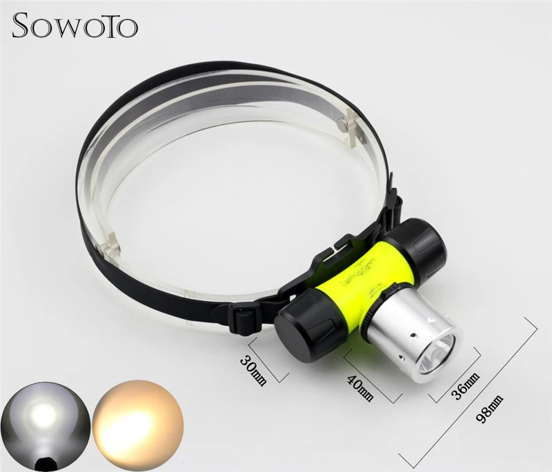 

6000Lm Diving Light XM-L2 Powerful Waterproof Dive Underwater LED Headlamp Headlight Head Torch Lamp Lanterna Yellow/White Light