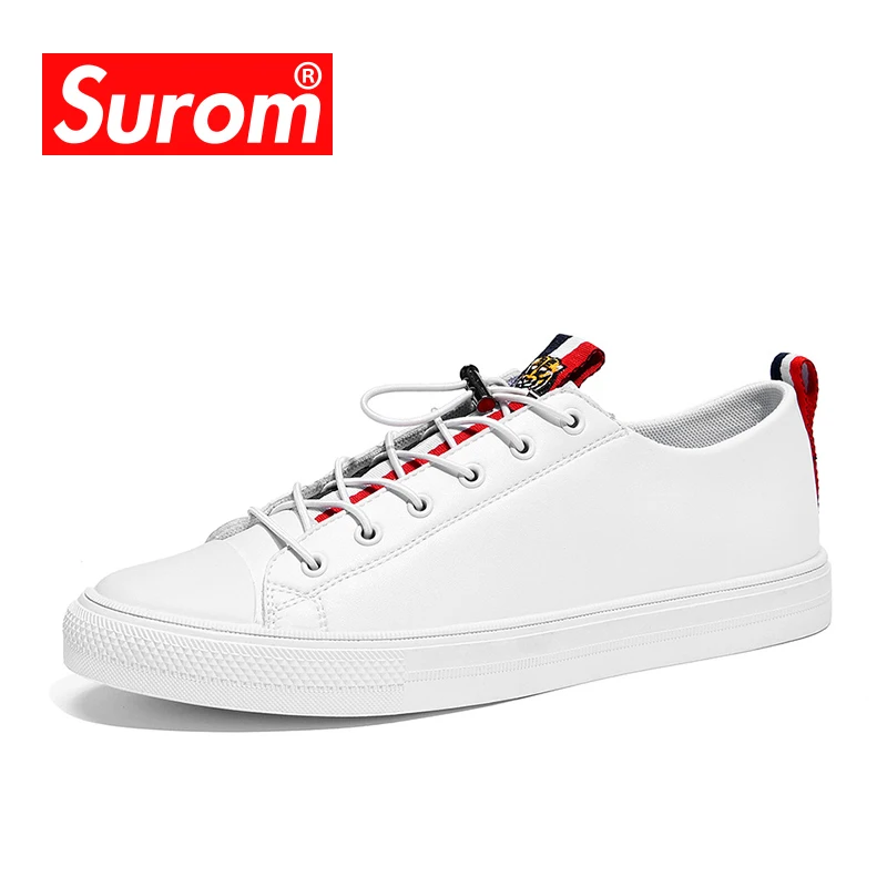SUROM 2018 Autumn New Men's Tenis Sneakers Black White Color Men Casual Shoes Classic Fashion Comfortable Male Shoes Adult