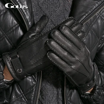 

Gours Gloves Winter New Men Genuine Leather Gloves Deerskin Mittens Black Plus Velvet Warm Fashion Casual Driving GSM014