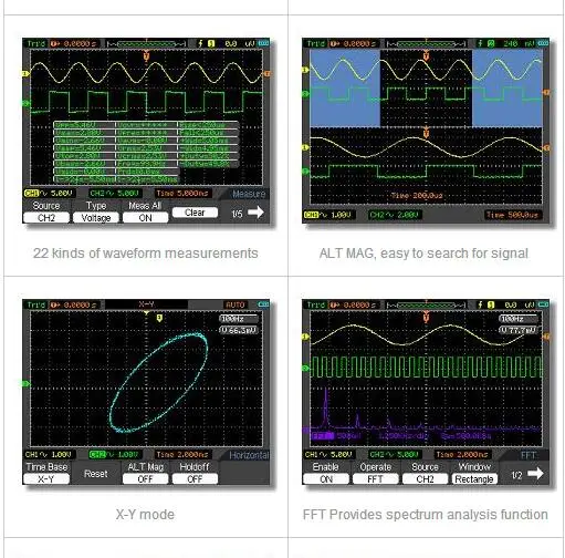 Ручной Osciloscope Hantek DSO8060 60 МГц 2 канала 250MSA/s большой 5 7 дюймовый TFT цветной ЖК