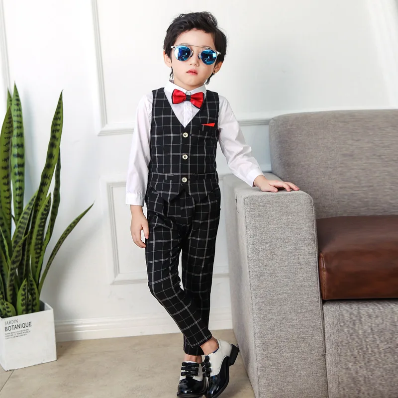 

New 2019 Spring Autumn Boy Blazers Suit (Vest+Shirt+Pant) Kids Formal Suits Wedding Suits for Boys Tuxedo Children Suit 2-10T
