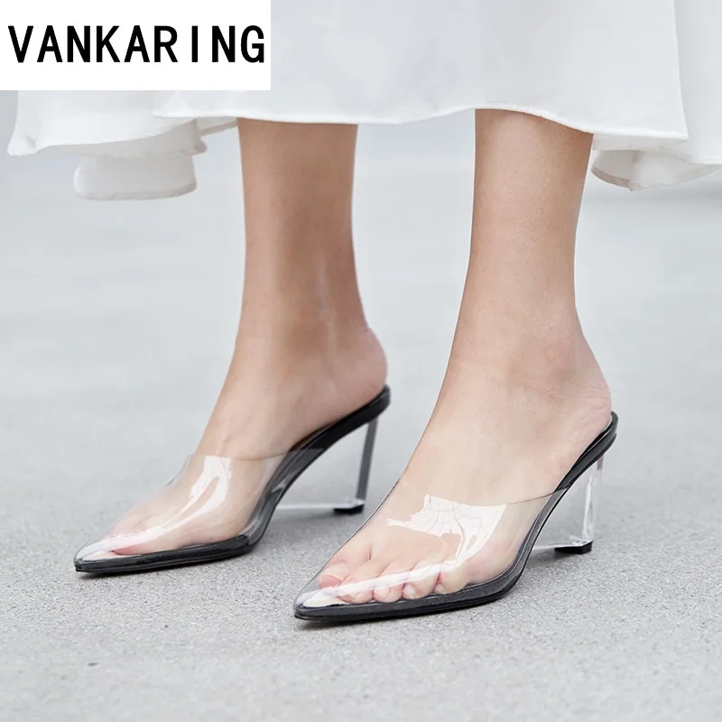 

women shoes pumps transparent wedge high heels sexy pointed toe women wedding party dress shoes black nude summer shoes mules