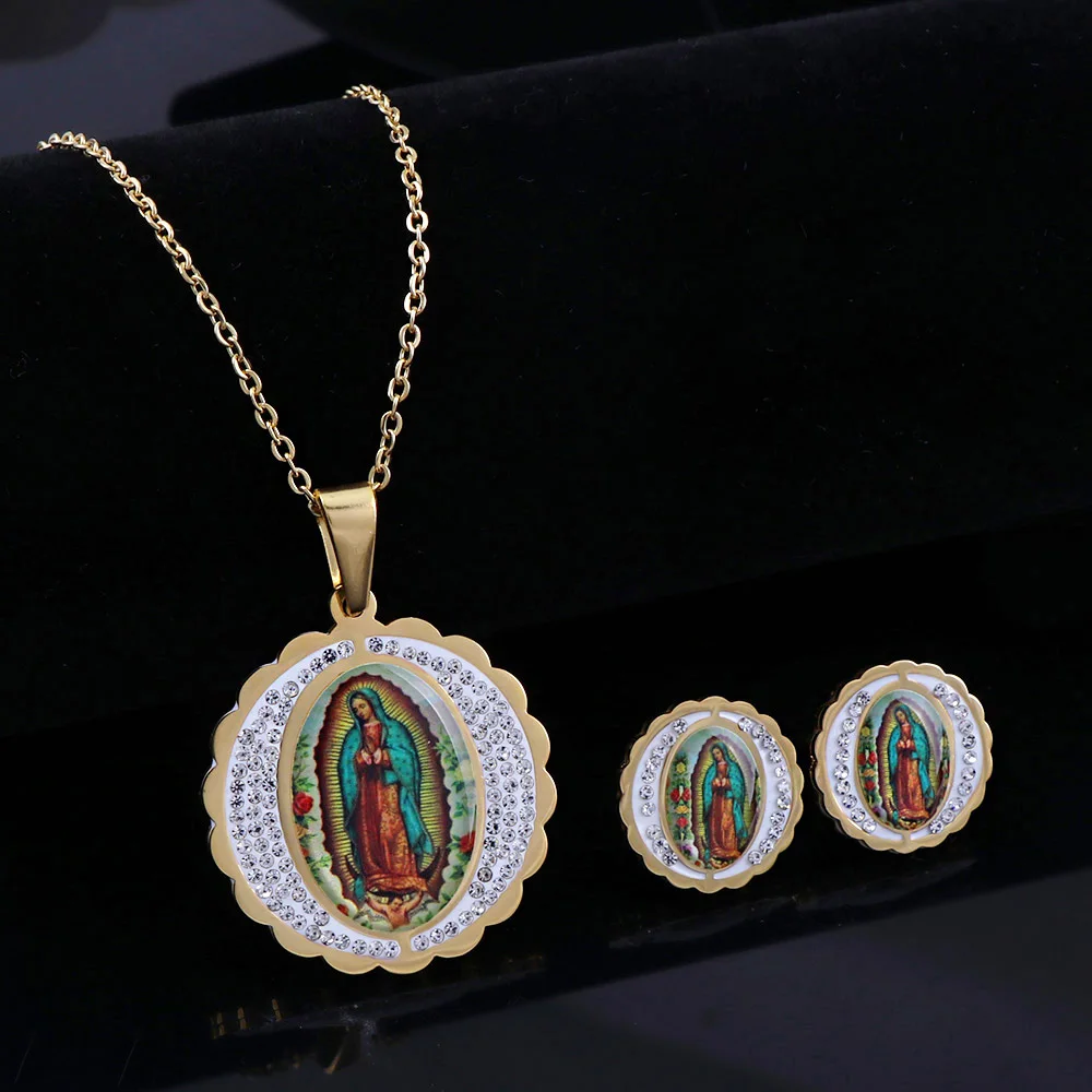 Buy Necklace Set Catholic Pendant Exquisite Rhinestone