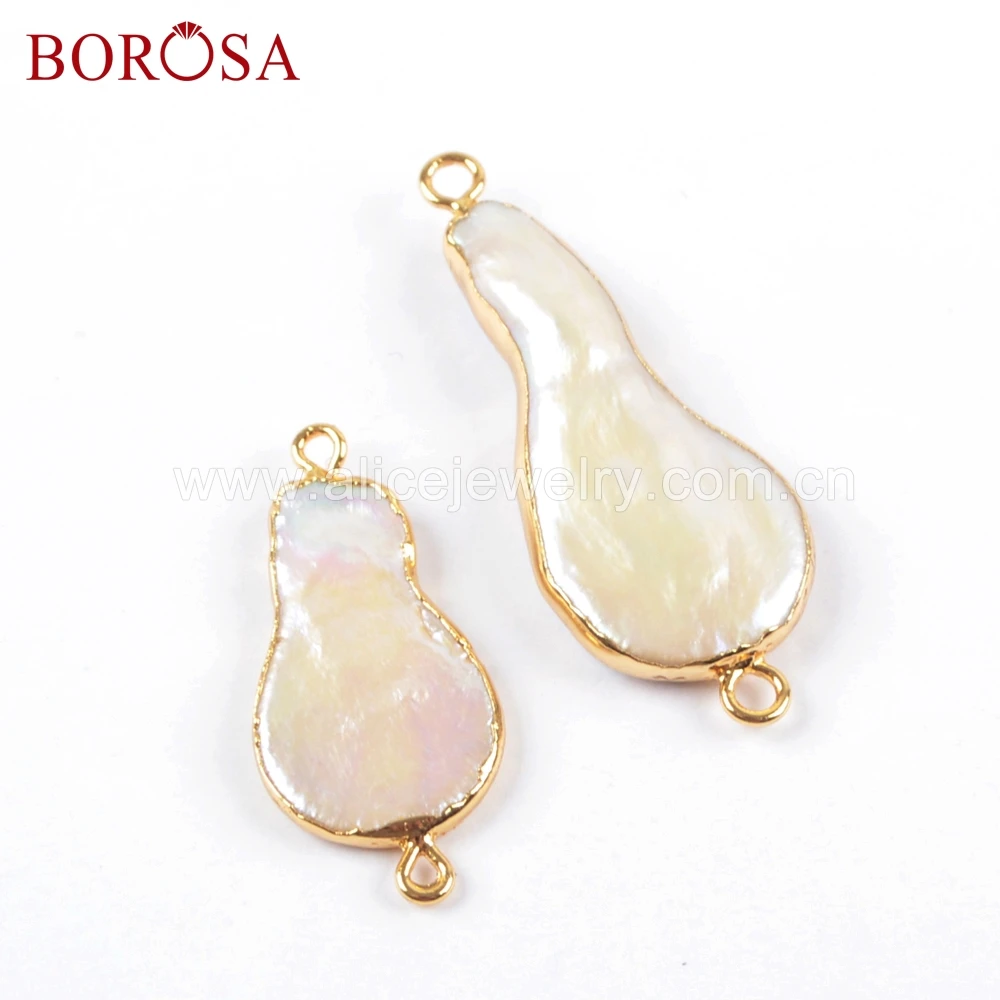 BOROSA 10 шт. свободные золотые Цветные Плоские натуральные белые пресноводные