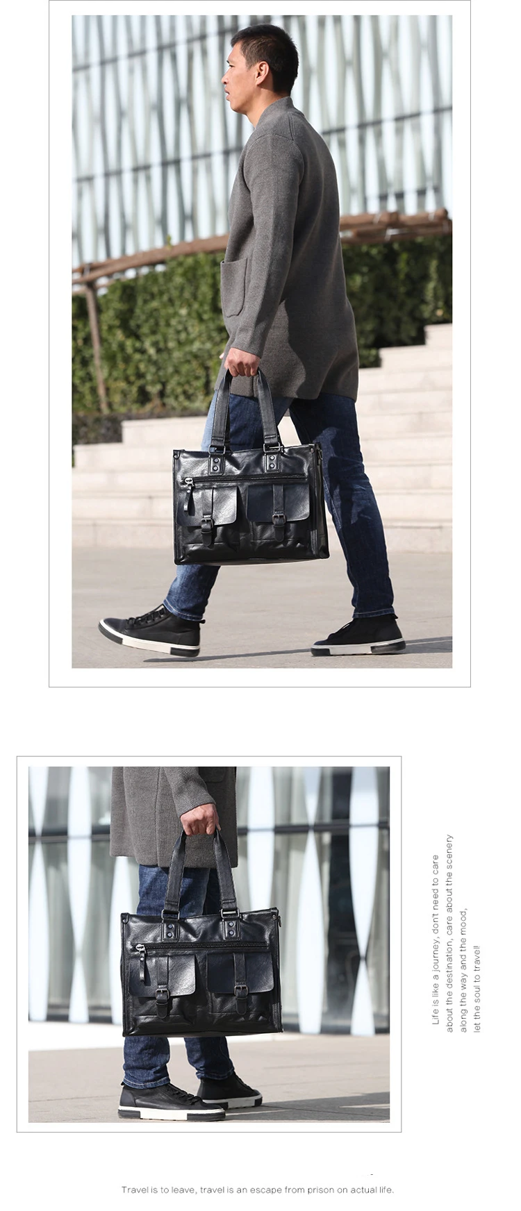 Простая Модная стильная сумка для ноутбука из искусственной кожи 15,6 дюймов, мужской деловой портфель, кожаная сумка, повседневная сумка для ноутбука, мужская сумка через плечо