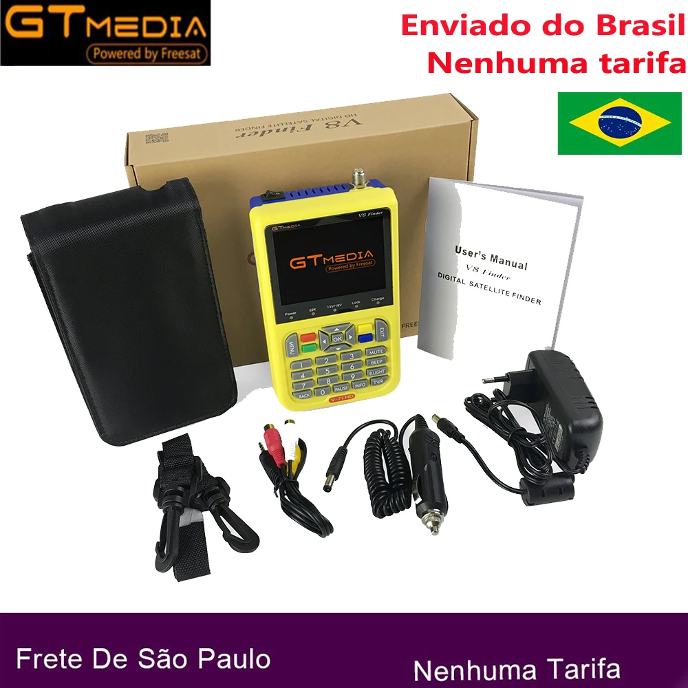 

Brazil Satellite Finder Meter V8 Finder HD DVB-S2 SatFinder MPEG2 MPEG4 with 3000mA Battery FREESAT V8 Finder FTA Sat finder