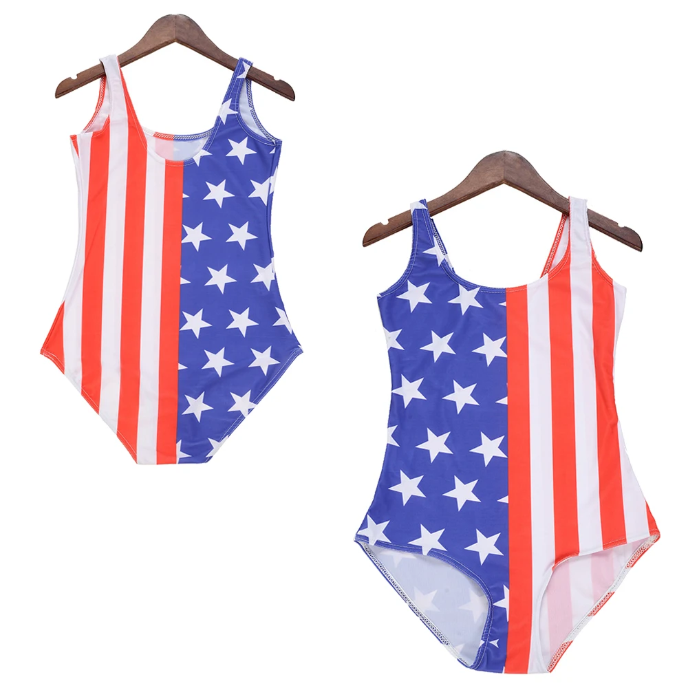 Cosplay American Flag Retro Women One Piece Swimwear Bodycon Vintage Monokinis Stars Stripes Usa