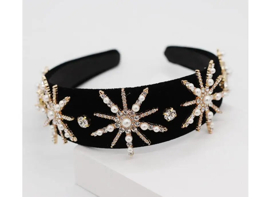 New Baroque Star Pearl Color Gemstone Headbands women hairbands Personality Temperament Headbands