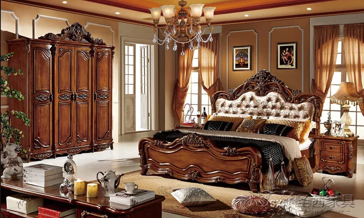 solid wood bed Fashion European French Carved bedside 1.8 m bed solid wood bed Fashion European French Carved bedside 1.8 m bed