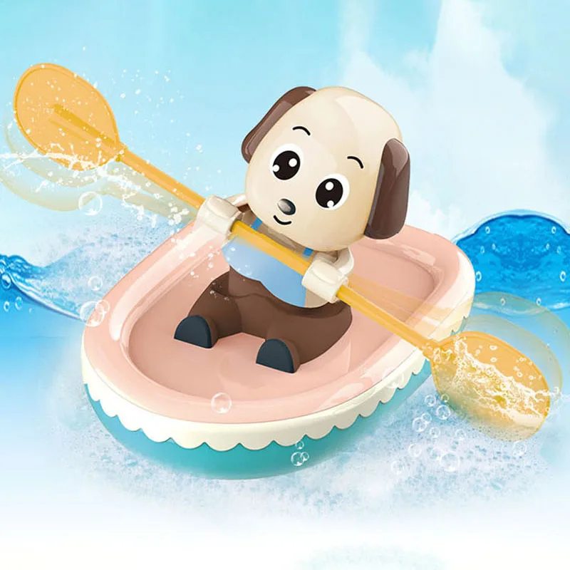 

12*17*22.5cm Winding water boat sprouting pig hairline rowing beach play water children bathing water puzzle toy for baby gifts