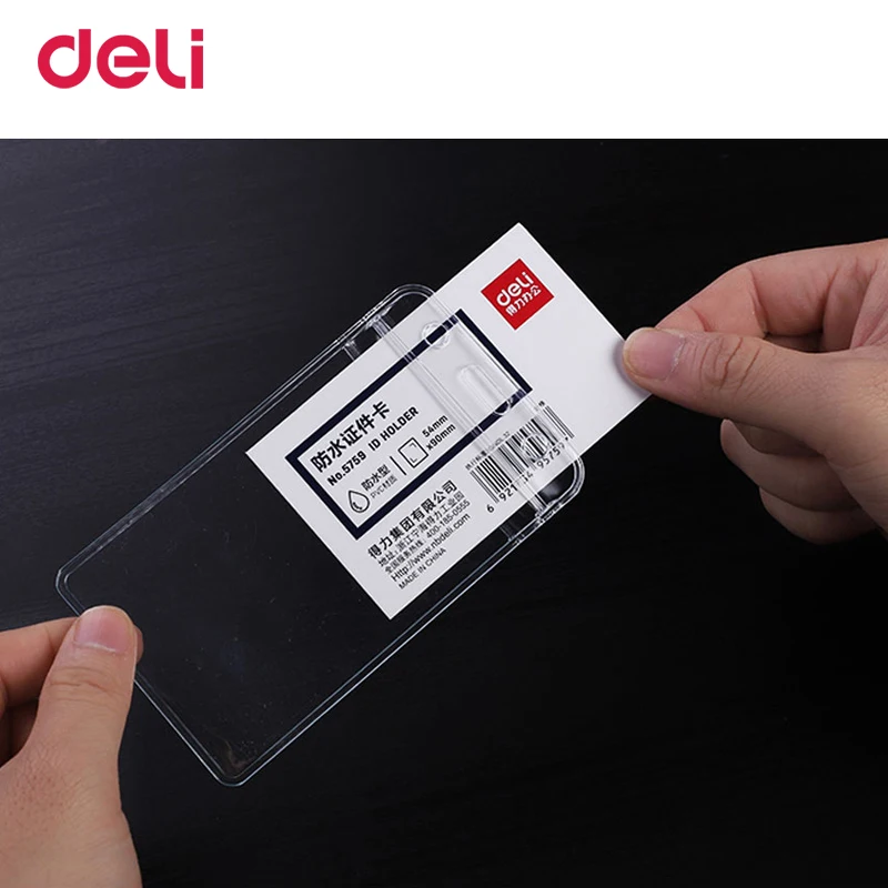 Deli прозрачный водонепроницаемый ID/держатель карточки IC со шнурком для офиса