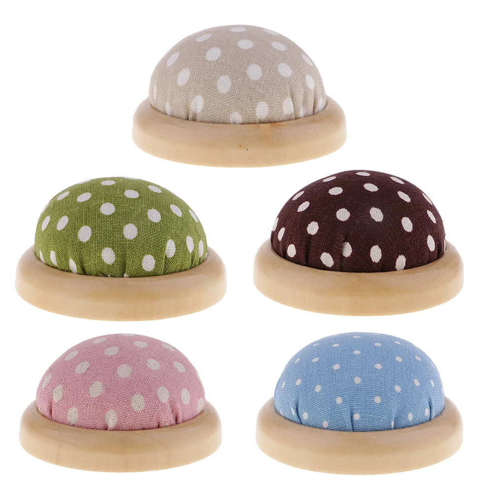 Cotton Fabric, Wooden Base, Needle Holder Pin Cushion DIY Embroidery Crafts Tool Sewing Accessories