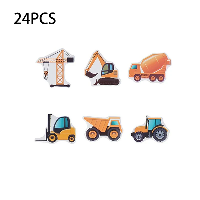 Сельскохозяйственная тематика строительная машина с днем рождения баннер грузовик экскаватор гирлянда 24 шт. трактор кекс Топпер вечерние украшения для детей - Цвет: 2Cake Topper-24PCS