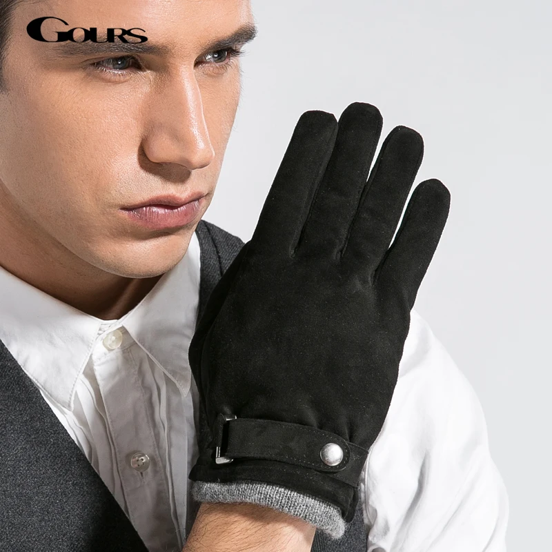Gours Gloves 2018 Autumn Winter New Men Genuine Leather Glove Goatskin