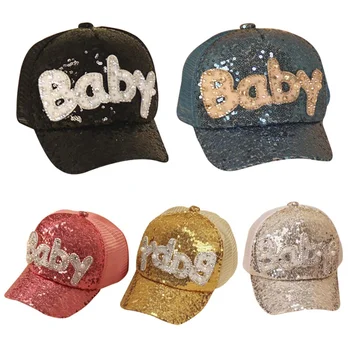 

Newly Summer Parent-child Fashion Lovely Sequin Pattern Hip Hop Baseball Cap Casual Style Mesh Eye Visor Sun Cap Baby Clothing