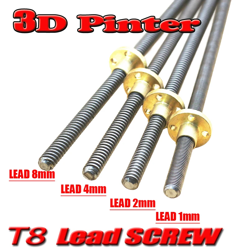 uxcell 300mm T8 OD 8mm Pitch 2mm Lead 2mm Stainless Steel Lead Screw Rod w Copper Nut Acme Thread for 3D Printer Z Axis uxcell 300mm T8 OD 8mm Pitch 2mm Lead 2mm Stainless Steel Lead Screw Rod w Copper Nut Acme Thread for 3D Printer Z Axis