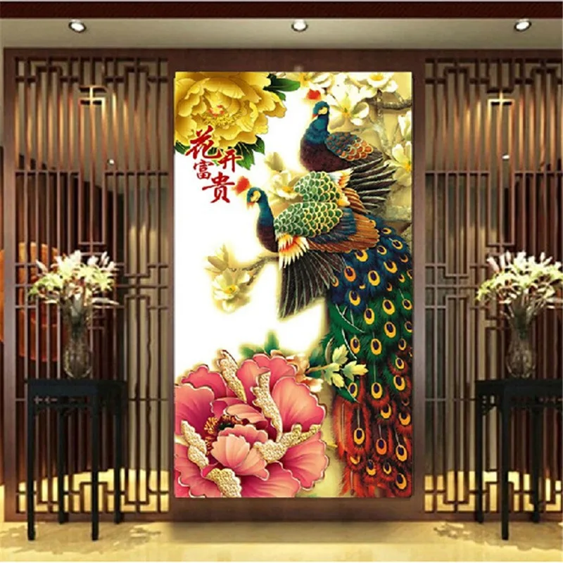 

5D DIY Full of Diamonds Embroidery Diamond Mosaic Peacock Peony rich flowers Round Diamond Painting Cross Stitch Kits decoration