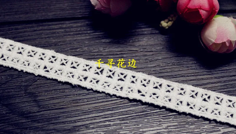 1110369 5 Yards 1.6cm Tartan Cross Eyelash Embroidery Lace Water Soluble Cotton Cloth Trim Ribbon | Дом и сад